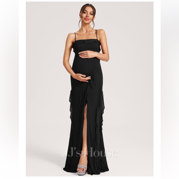 JJs House Black Maxi Maternity Dress